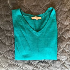 Aqua Teal Ann Taylor LOFT V Neck Sweater